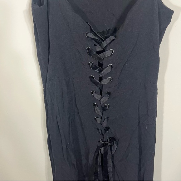 Reformation Dahlia Black Lace Up Back Maxi Dress Floor Length Size 2 - Picture 4 of 6